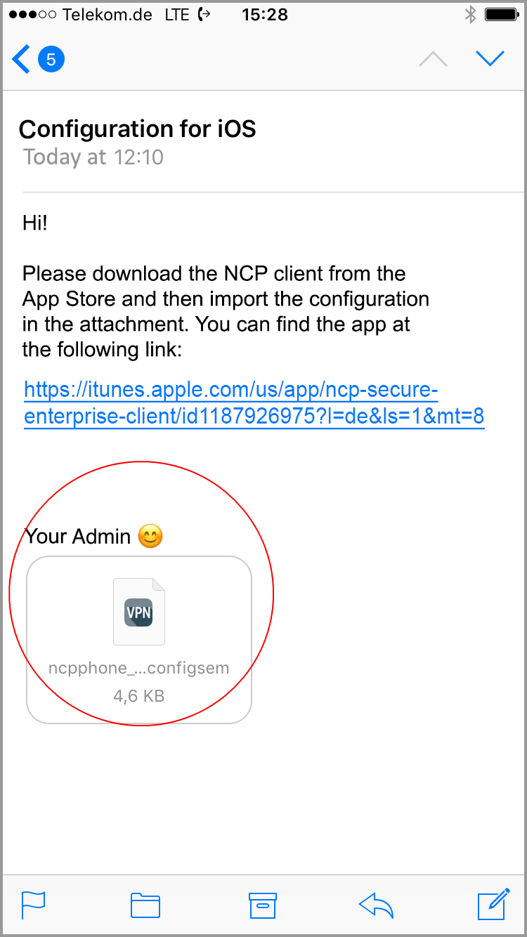 App and initial configuration with *.ncpconfigsem